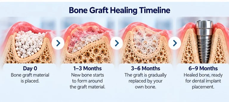 Bone graft healing timeline before dental implant placement